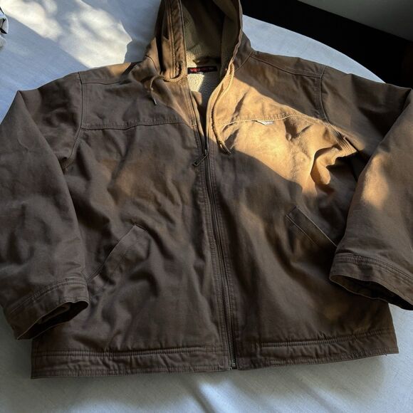 Wolverine Sherpa Lined Canvas Jacket Men’s L Full Zip Hooded Workwear - Picture 2 of 10